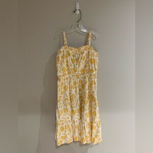 Old Navy Girls Yellow and White Floral Tiered Dress - Size Large (10-12)